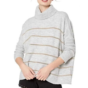 Cupcakes & Cashmere Medium Harlo Turtleneck Sweater Gray/Gold Soft Warm